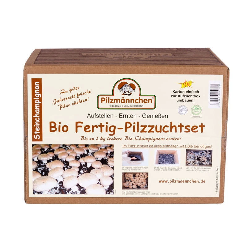 Bio Fertig-Pilzzuchtset Steinchampignon, Klein 2 Bio Fertig-Pilzzuchtset Steinchampignon, Klein