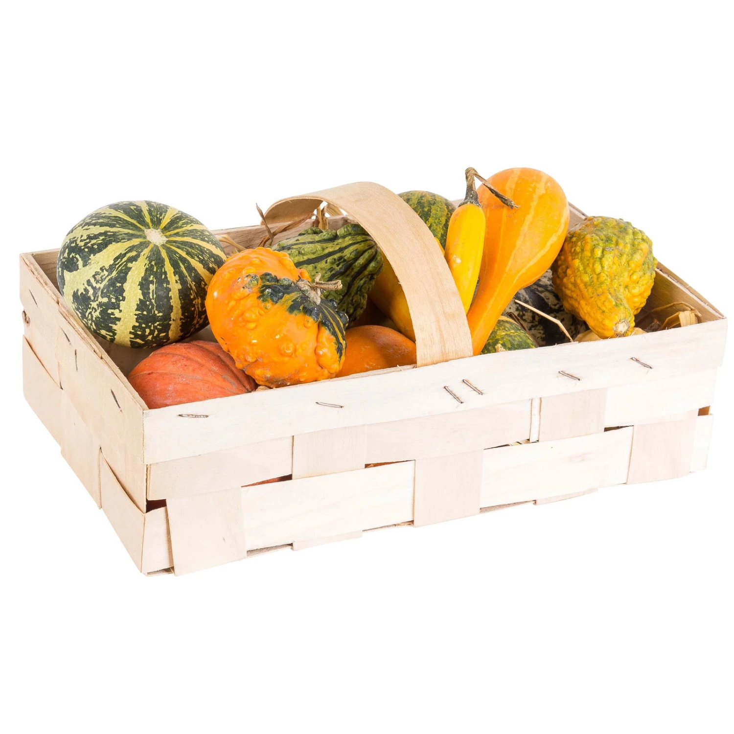 Kürbisse Im Spankorb, Verschiedene Sorten, 2 Körbe 3 Kürbisse Im Spankorb, Verschiedene Sorten, 2 Körbe