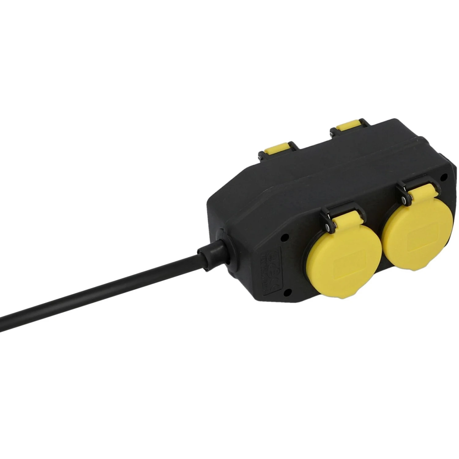 Feuchtraum-Steckdosenblock 4-fach, Schwarz/gelb 3 Feuchtraum-Steckdosenblock 4-fach, Schwarz/gelb – Bild 2