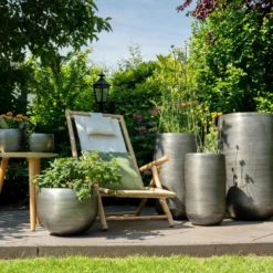 Pflanzgefäß 'Rowen', Silber, Ø 38 X H 62 Cm -Garten Saat Verkäufe 3210801614 3210801615 3210801617 3210801618 3210801635 3210801636 3210801637 3210801638 Pflanzgefaess Rowen silber 114959