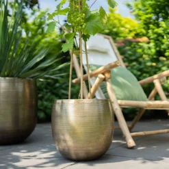 Pflanzgefäß 'Rowen', Gold, Ø 50 X H 47 Cm -Garten Saat Verkäufe 3210801621 3210801622 3210801623 Pflanzgefaess Rowen gold 2 114983