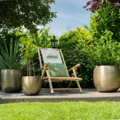 Pflanzgefäß 'Rowen', Gold, Ø 50 X H 47 Cm -Garten Saat Verkäufe 3210801621 3210801622 3210801623 Pflanzgefaess Rowen gold 3 114984