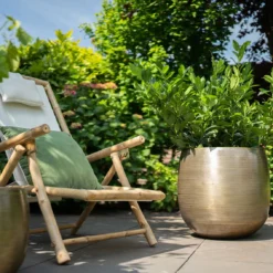 Pflanzgefäß 'Rowen', Gold, Ø 50 X H 47 Cm -Garten Saat Verkäufe 3210801621 3210801623 Pflanzgefaess Rowen gold 1 114985