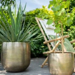 Pflanzgefäß 'Rowen', Gold, Ø 50 X H 47 Cm -Garten Saat Verkäufe 3210801621 3210801623 Pflanzgefaess Rowen gold 2 114986