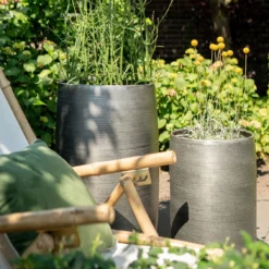 Pflanzgefäß 'Rowen', Silber, Ø 38 X H 62 Cm -Garten Saat Verkäufe 3210801635 3210801636 3210801637 3210801638 Pflanzgefaess Rowen silber 11 115028